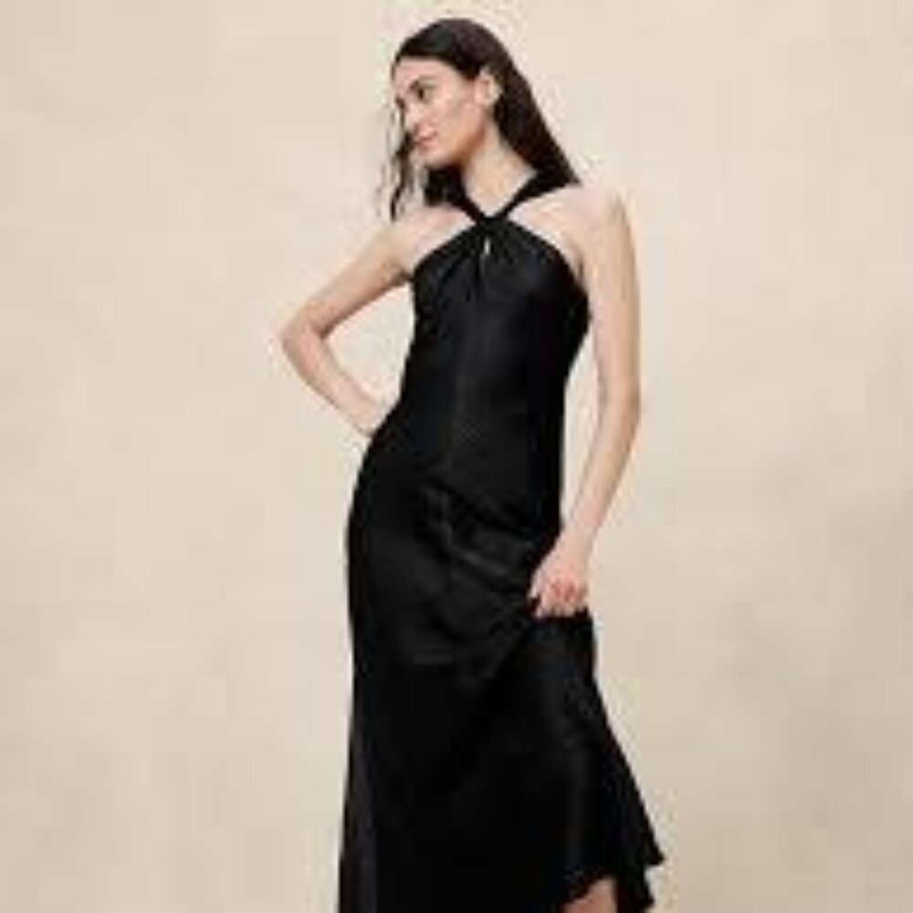 Banana Republic Factory Twisted-Front Column Maxi Dress Black Sz S, M, L, XL NWT